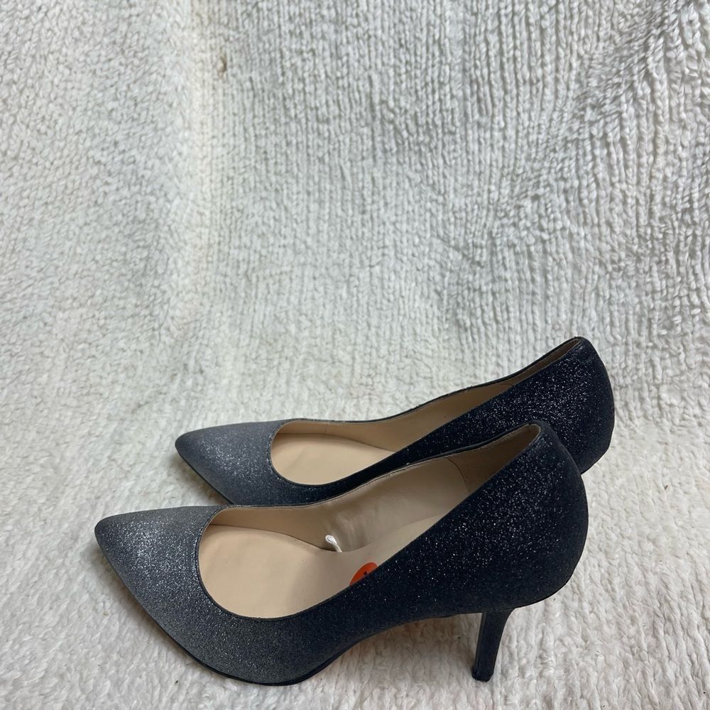 Nine West silver & black Ombré Glitter slip on Heels SZ11M